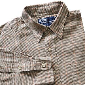Polo Ralph Lauren Men's Button Down Shirt SZ Medium Plaid Wool Blend Pocket